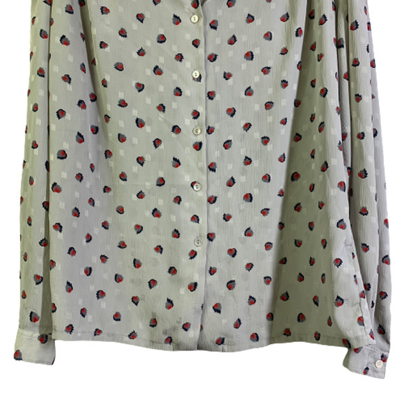 PANTHER Vintage Grey & Red Printed Button Down Blouse - Picture 7 of 13